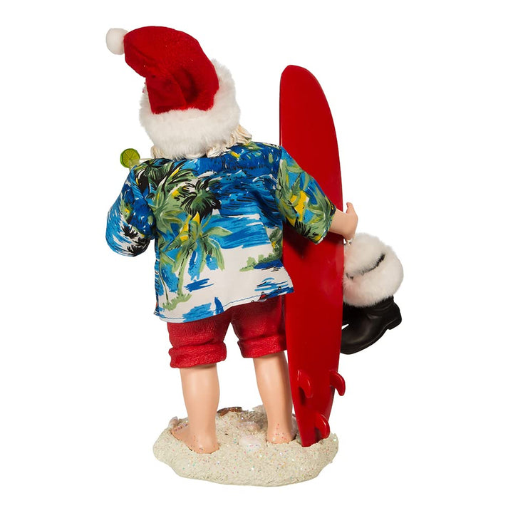 Kurt S. Adler 11-Inch Fabriché Santa with Surfboard and Drink - Diamond Home USA