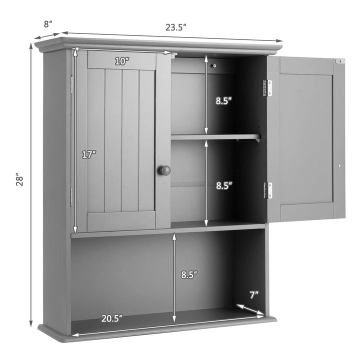 Wall Mount Bathroom Cabinet Medicine Storage Organizer Grey Modern - Diamond Home USA