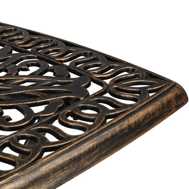 Patio 21" Cast Dining Table with Umbrella Hole Square Bronze Finish Weather - Diamond Home USA