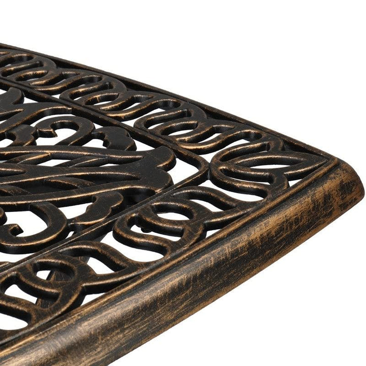 Patio 21" Cast Dining Table with Umbrella Hole Square Bronze Finish Weather - Diamond Home USA