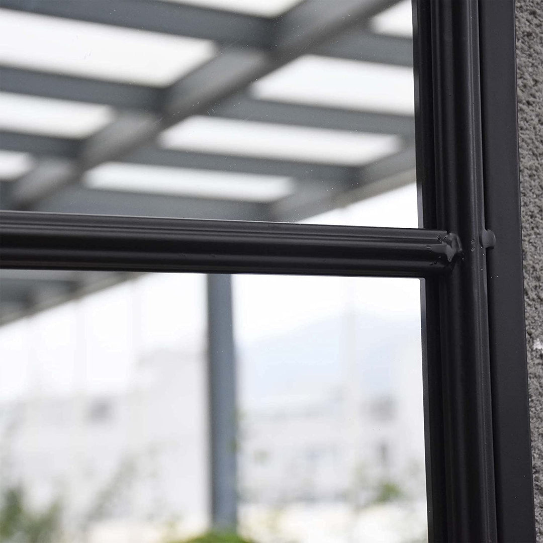 Rectangular Metal Framed Accent Windowpane Mirror Wall Black Mirrored Finish - Diamond Home USA