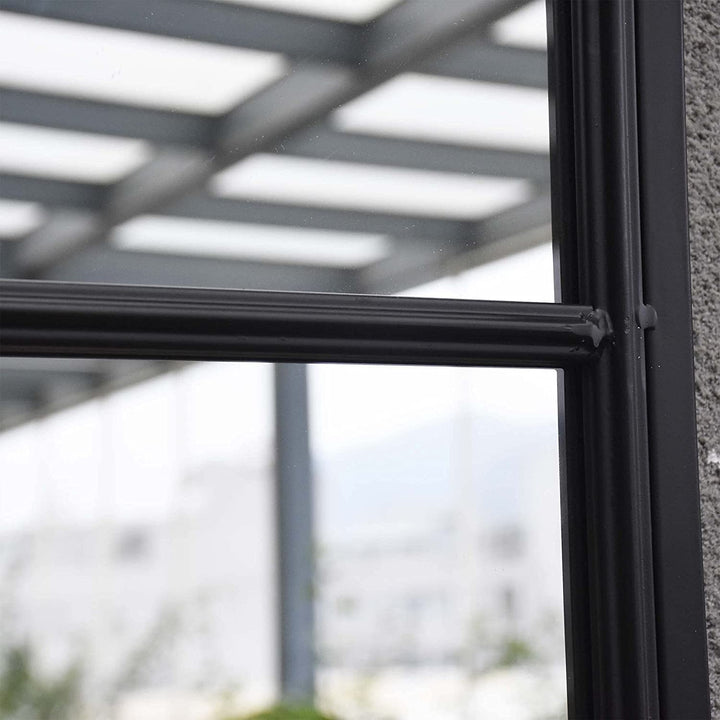 Rectangular Metal Framed Accent Windowpane Mirror Wall Black Mirrored Finish - Diamond Home USA