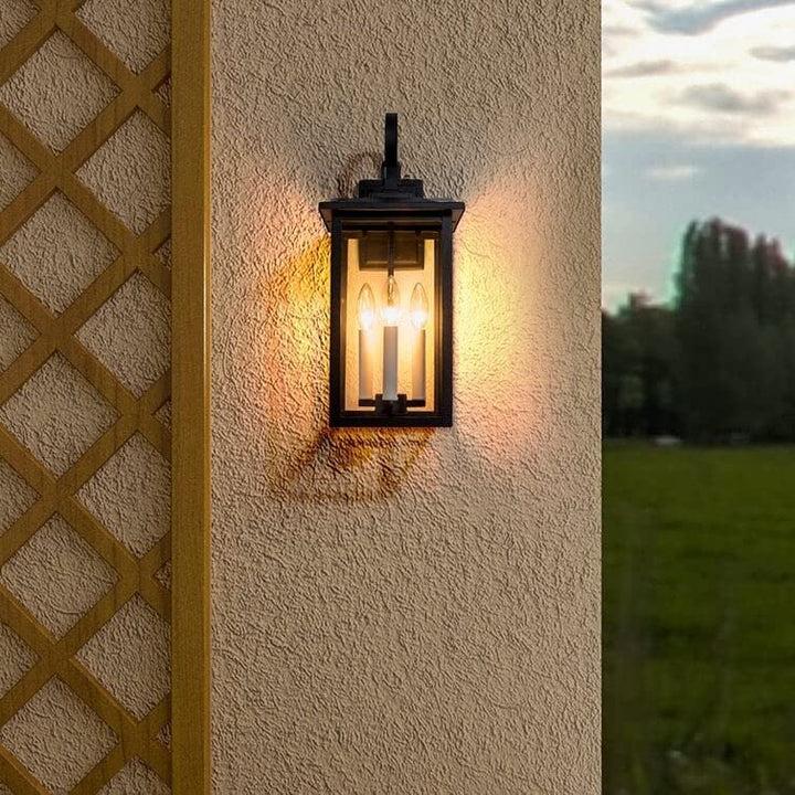 Black 3 Bulb 19.88'' H Outdoor Wall Lantern with Dusk to Dawn 19.9 * 9.4 * 8.7