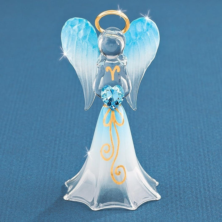 Blue Angel with Crystal Heart Glass Figurine 1.5" X 2.75" - Diamond Home USA