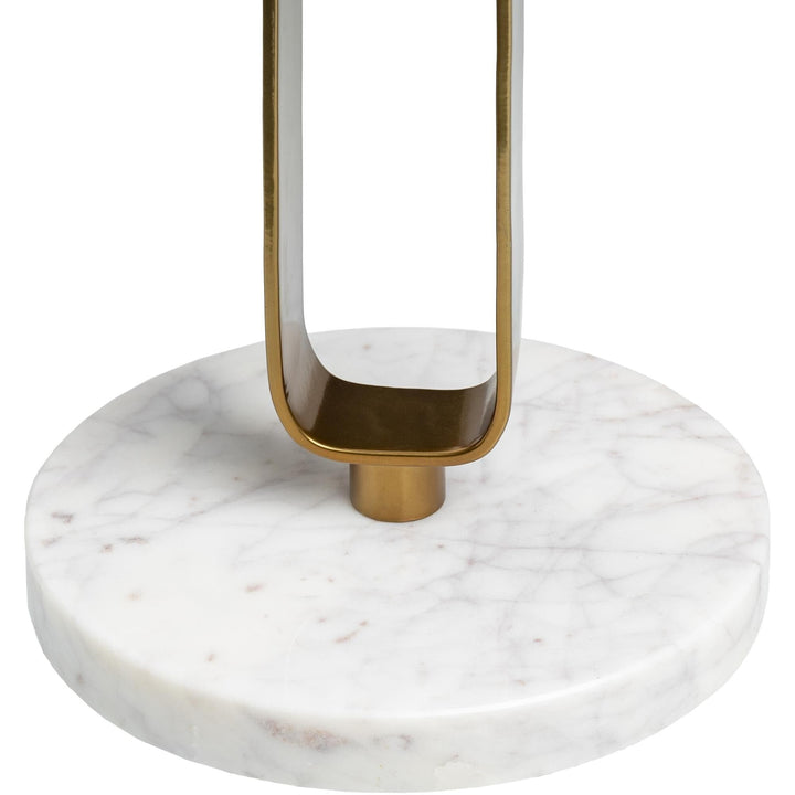 Marble End Table 24" h X 12" w 12" d Gold Modern Contemporary Round Metal - Diamond Home USA