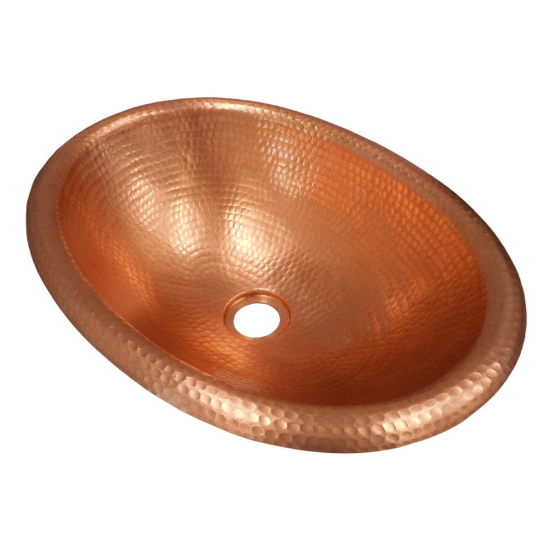 16" Oval Copper Bathroom Wine Whiskey Barrel Sink in Shiny Finish - Diamond Home USA