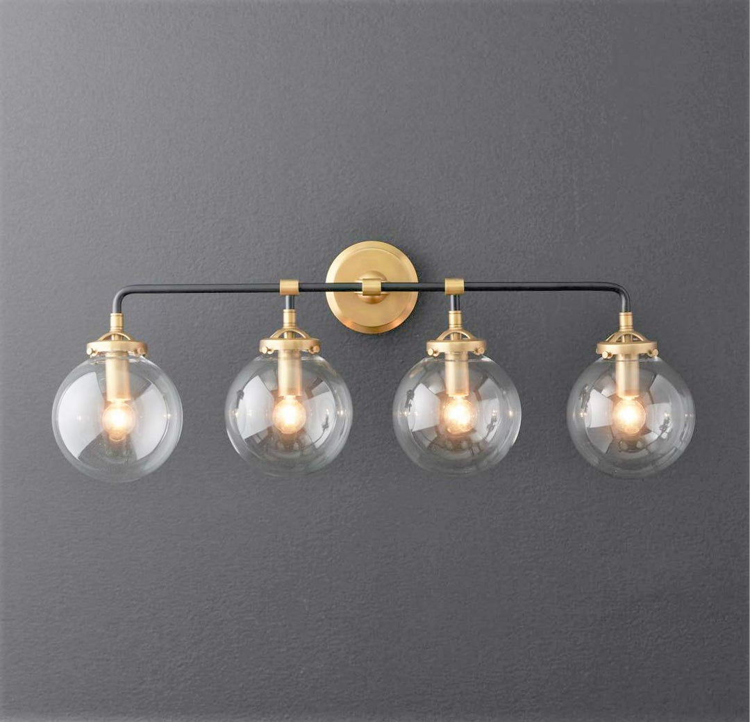 A Touch of Design Globe 4-Light Globe Vanity Sconce - Black and Gold -