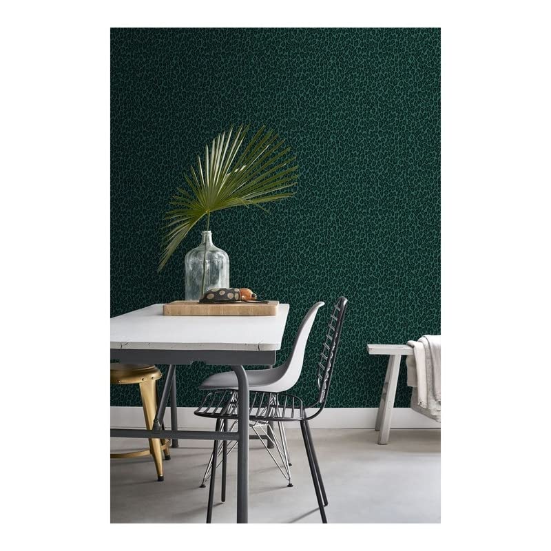 Green Leopard Skin Wallpaper 20.9 X Animal Print Wildlife Washable - Diamond Home USA