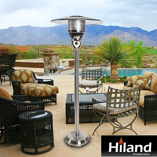 Hiland NG-WSS Tall Natural Gas Patio Heater Large Silver - Diamond Home USA