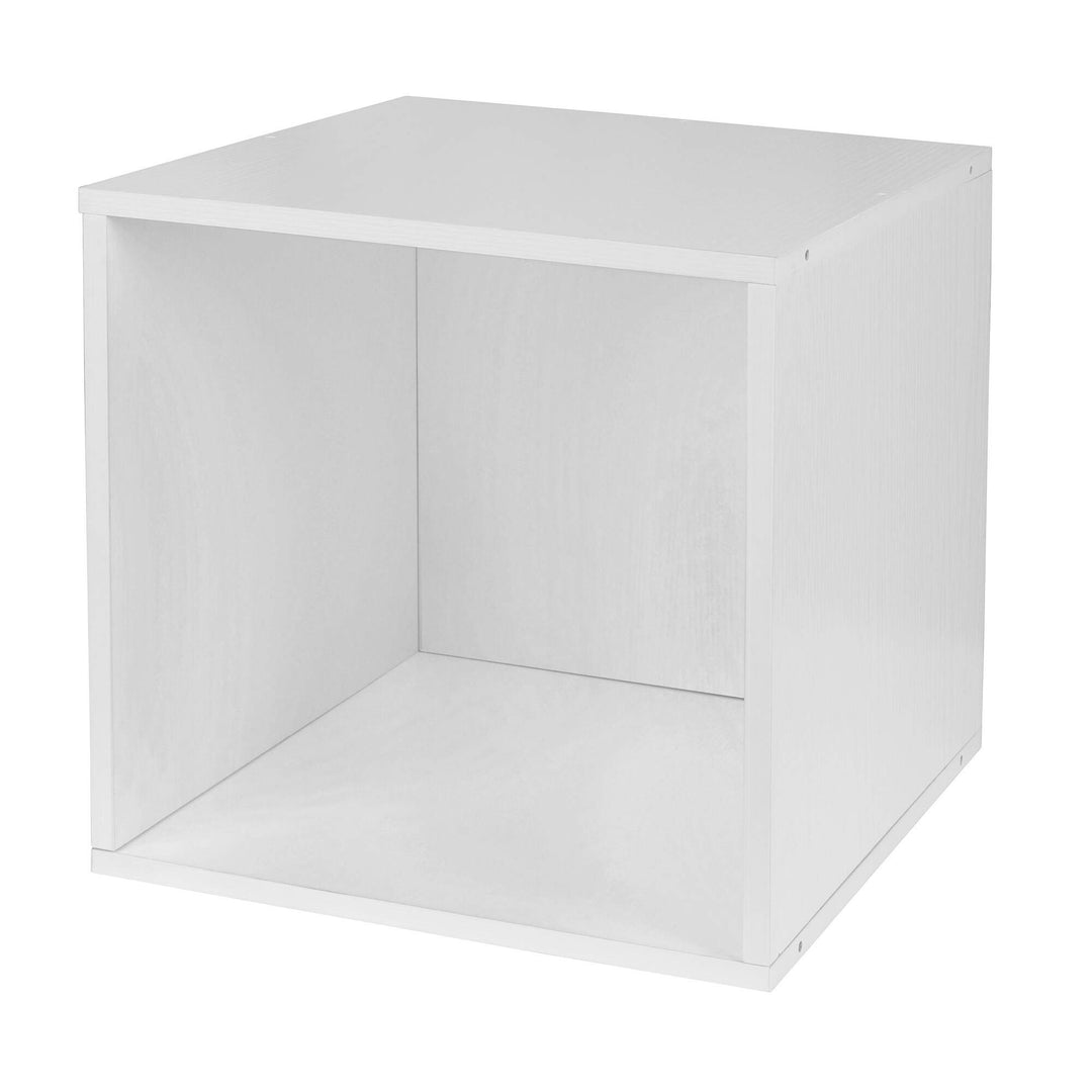 Stackable Storage Cube White Wood Grain Modern Contemporary Laminate