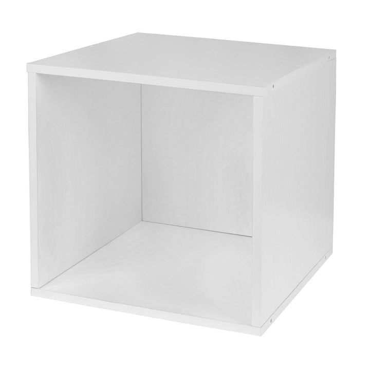 Stackable Storage Cube White Wood Grain Modern Contemporary Laminate