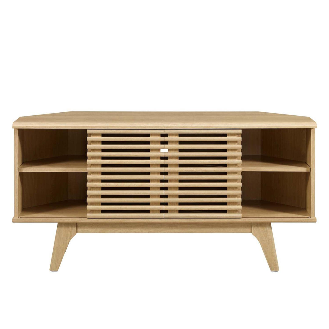 Modway Render Mid-Century Modern Low Profile 46" Corner Media TV Stand in Oak 15 - Diamond Home USA