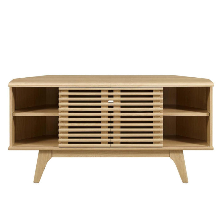 Modway Render Mid-Century Modern Low Profile 46" Corner Media TV Stand in Oak 15 - Diamond Home USA