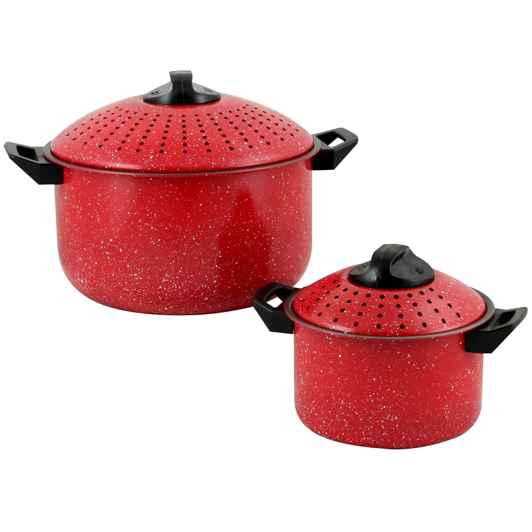 Gibson 109461.04 Casselman Nonstick Pasta Pot Set in Red with Bakelite Handle