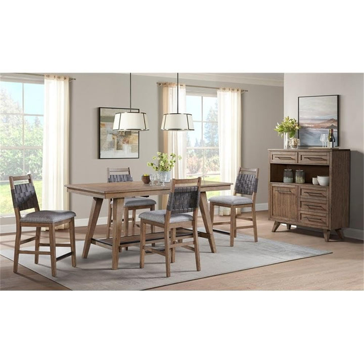 Oslo Counter Stool with Woven Back and 4 Legs Weathered Chestnut Set of 2 - Diamond Home USA