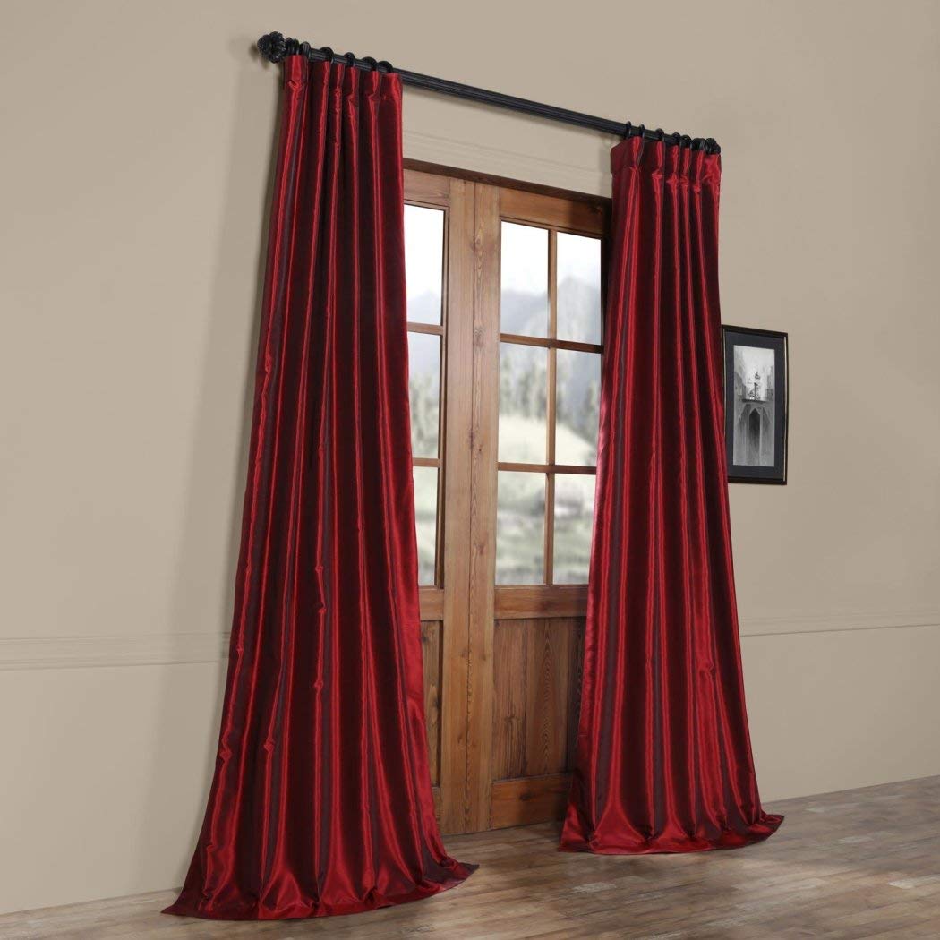 1 Piece 120 Inch Vintage Textured Faux Dupioni Silk Girls Curtain Single