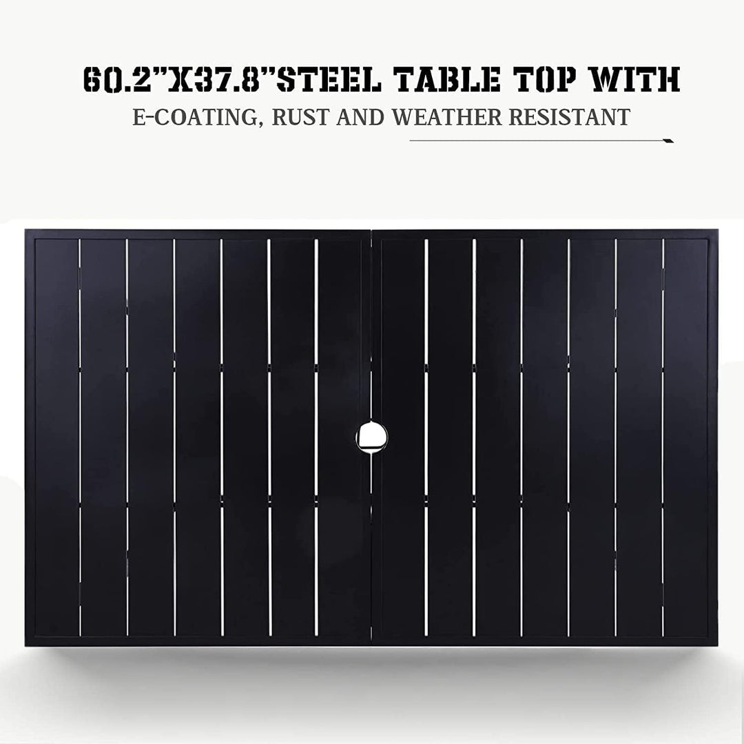 60"x37" Patio Outdoor Metal Steel Dining Bistro Table Black Rectangular 60''x37'' - Diamond Home USA