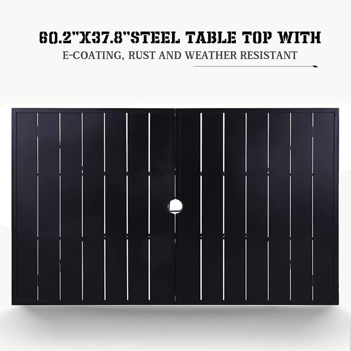 60"x37" Patio Outdoor Metal Steel Dining Bistro Table Black Rectangular 60''x37'' - Diamond Home USA