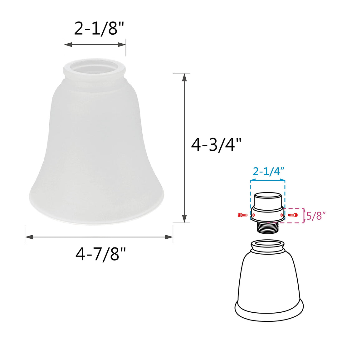 Aspen Creative 23046-4 Transitional Style Bell Shaped Frosted Shade 2-1/4" - Diamond Home USA