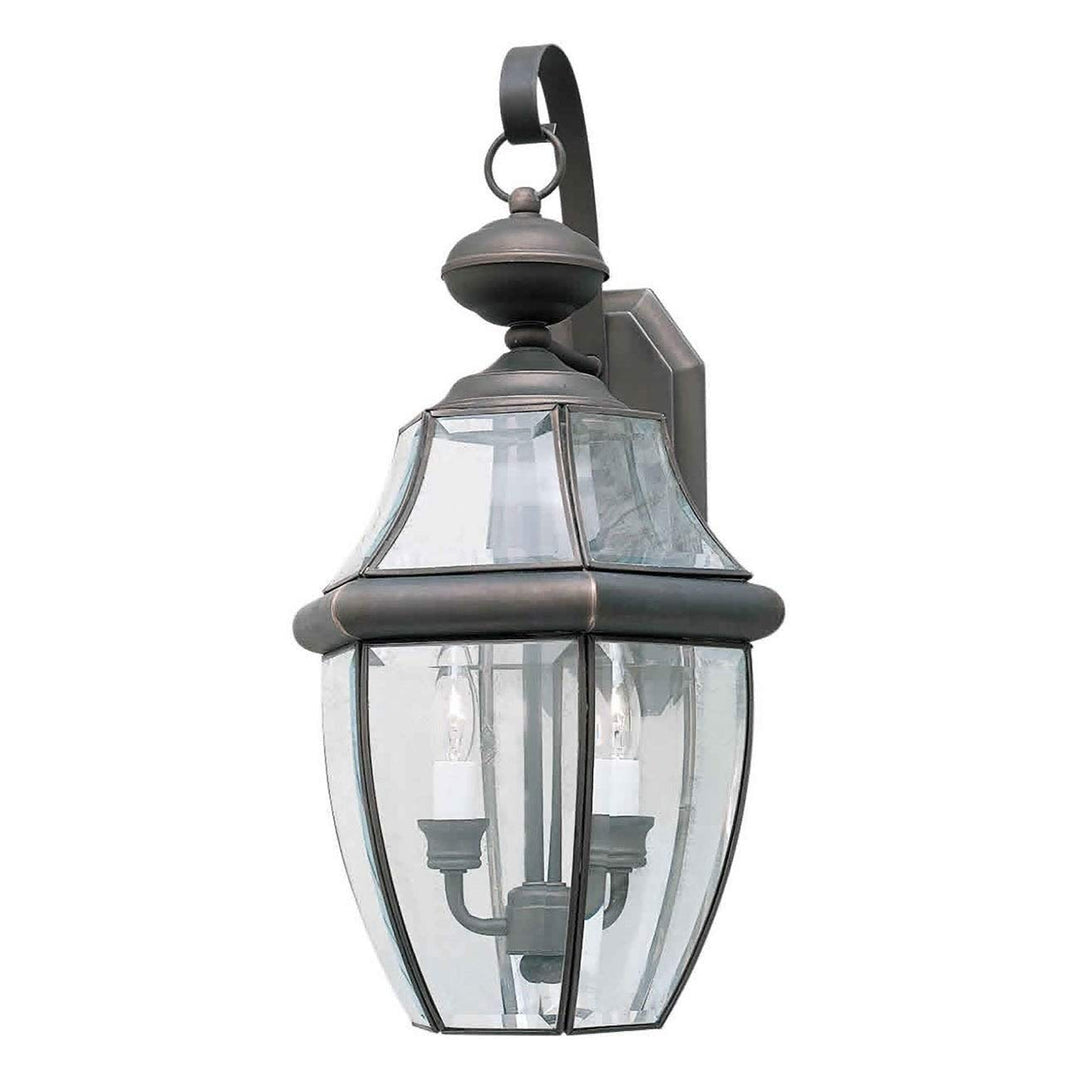 2-Light Royal Bronze Outdoor Wall Lantern with Clear Beveled Glass Panels