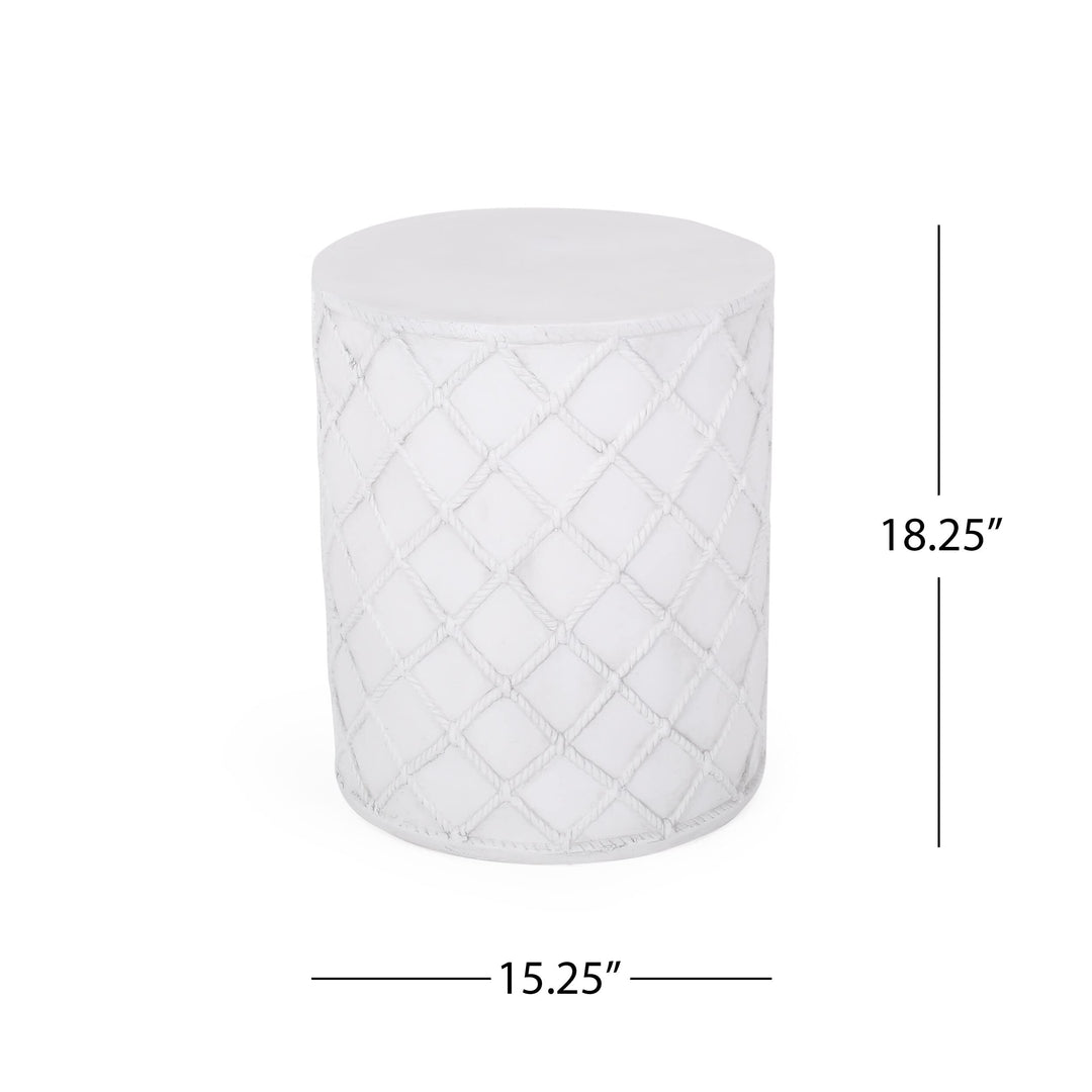 Tim Outdoor Lightweight Concrete Side Table White Modern Contemporary Round - Diamond Home USA