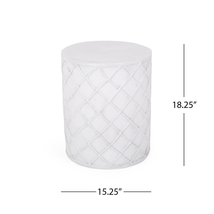 Tim Outdoor Lightweight Concrete Side Table White Modern Contemporary Round - Diamond Home USA