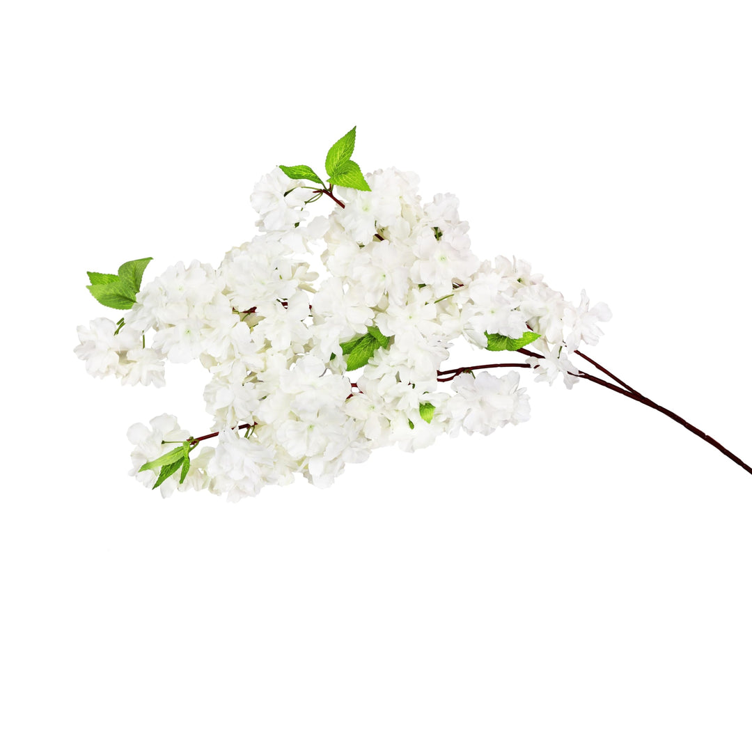 Set of 3 Cream White Artificial Triple Bloom Cherry Blossom Flower Stem Spray - Diamond Home USA