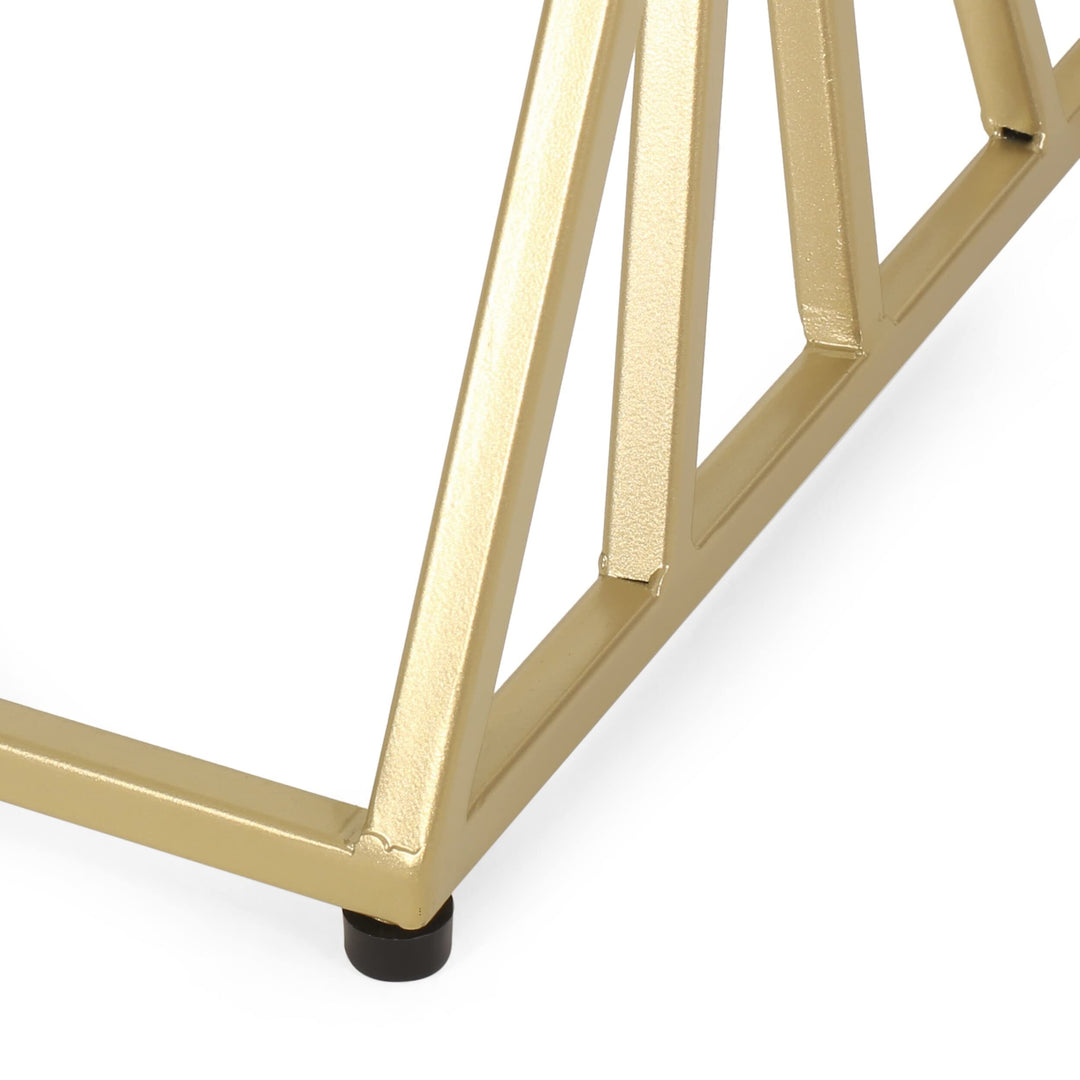 Glass Top End Table Gold Glam Square Metal Includes Hardware - Diamond Home USA