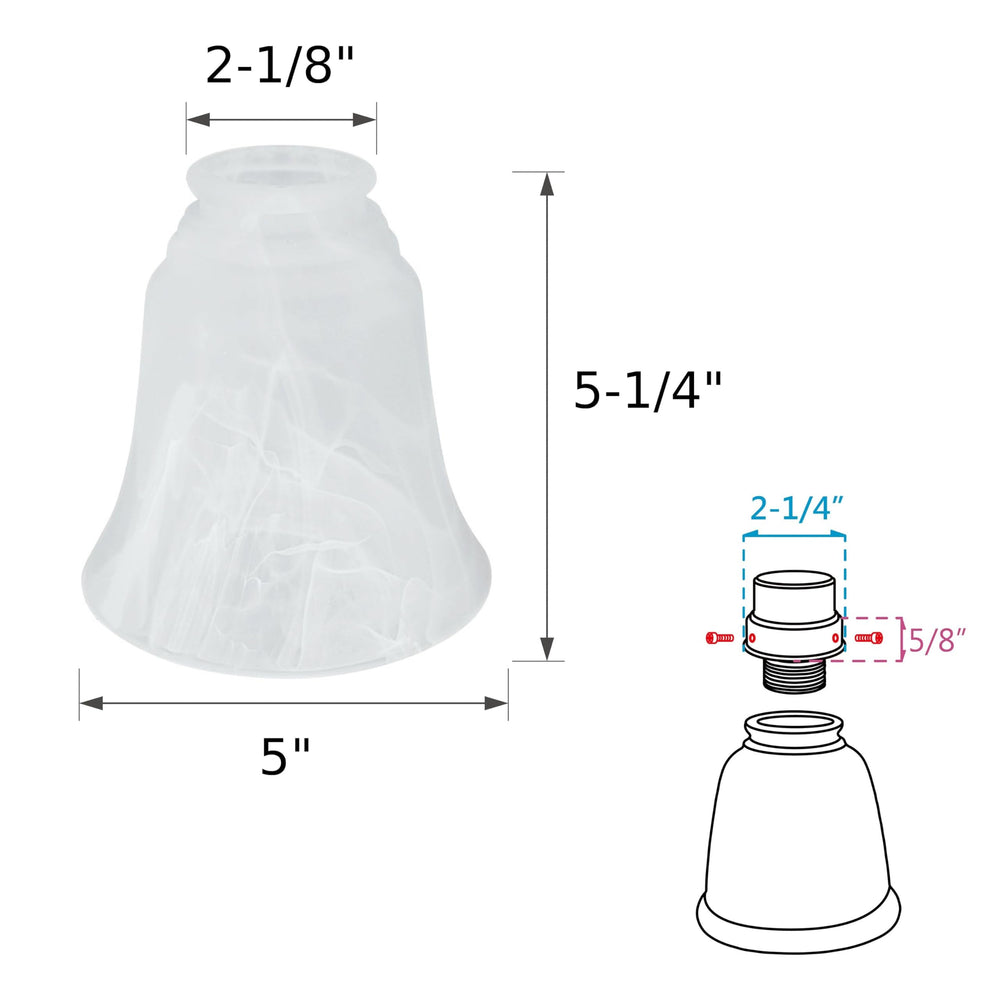 Aspen Creative Alabaster 23105-4 Transitional Style Replacement Bell Shaped - Diamond Home USA