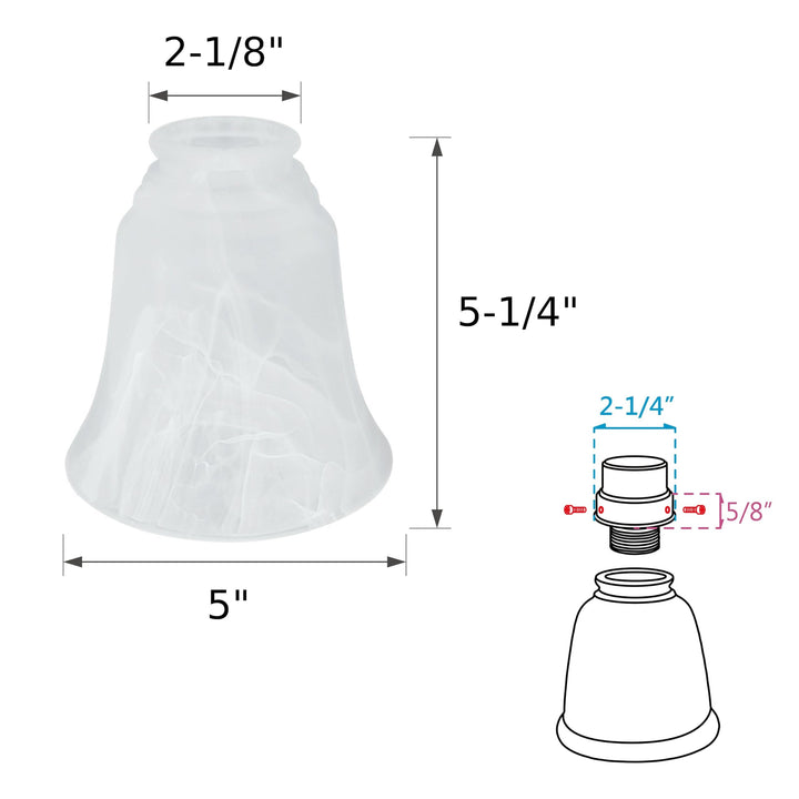 Aspen Creative Alabaster 23105-4 Transitional Style Replacement Bell Shaped - Diamond Home USA