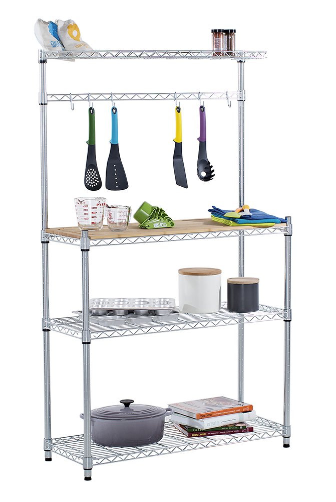 TRINITY EcoStorage Bakers Rack and Pantry Organizer with 3 Shelves Removable