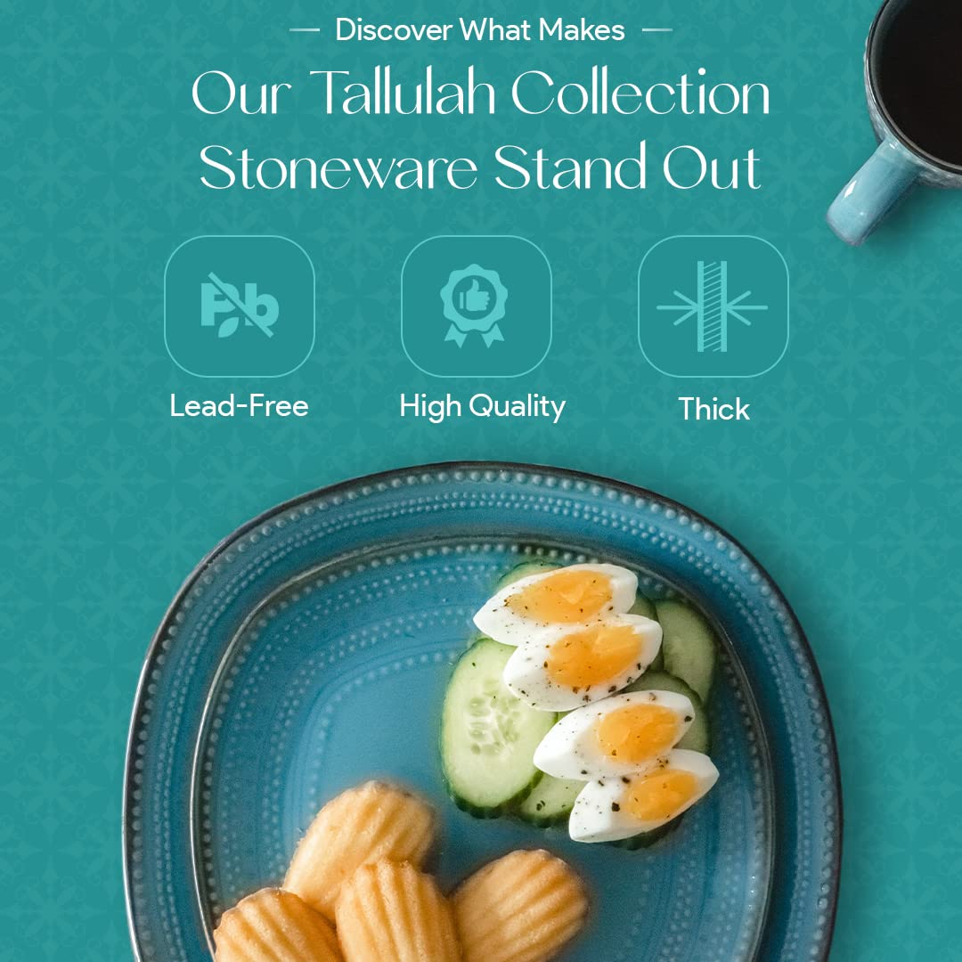 American Atelier 16-Piece Teal Stoneware Dinnerware Set - Includes Dinner Plates - Diamond Home USA