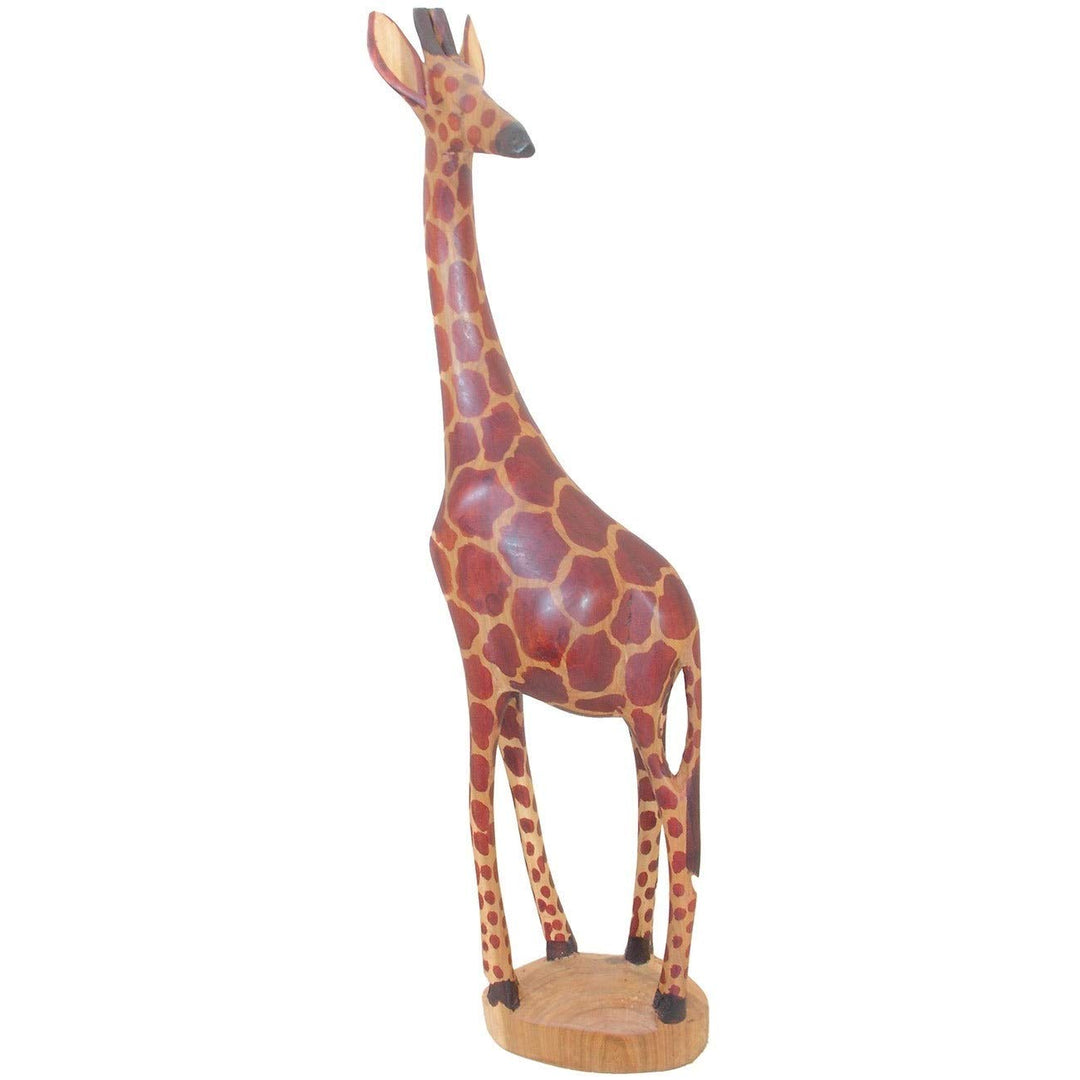 Handmade Wooden Giraffe Statue (Kenya) Brown Abstract Animals Wood