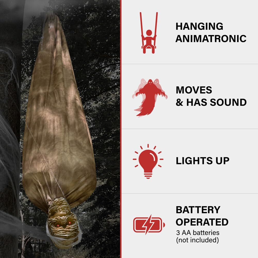 Haunted Hill Farm Upside-Down Shaking Mummy Halloween Animatronic with Sounds - Diamond Home USA