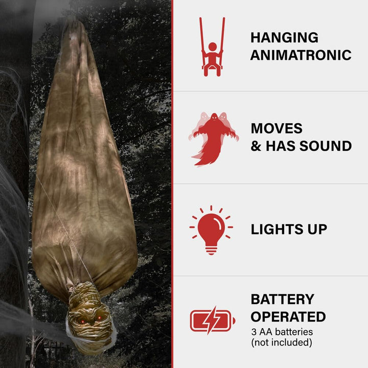 Haunted Hill Farm Upside-Down Shaking Mummy Halloween Animatronic with Sounds - Diamond Home USA