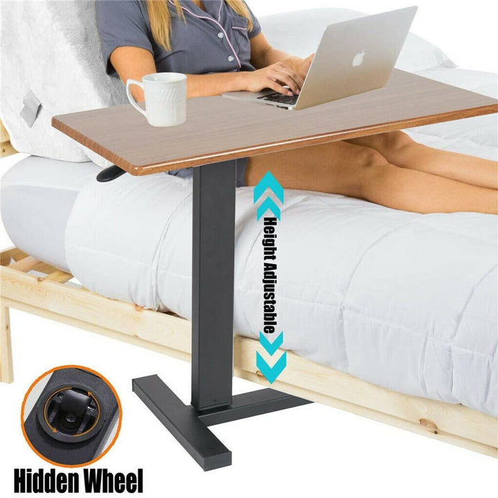 Rolling Overbed Adjustable Laptop art Side Table Stand for ouch Brown Modern - Diamond Home USA