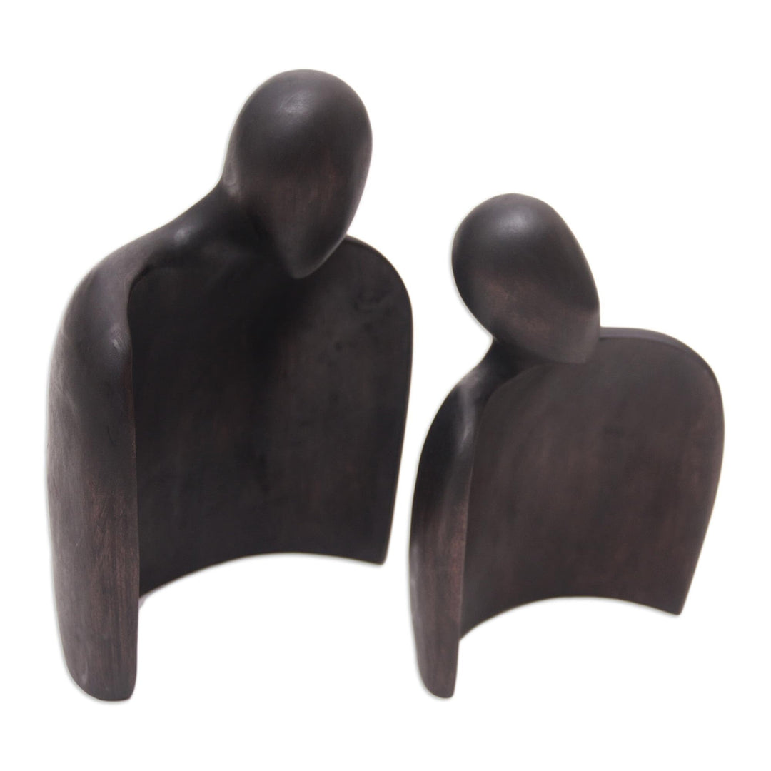 Handmade Romantic Hug Wood Sculpture Brown Antique - Diamond Home USA