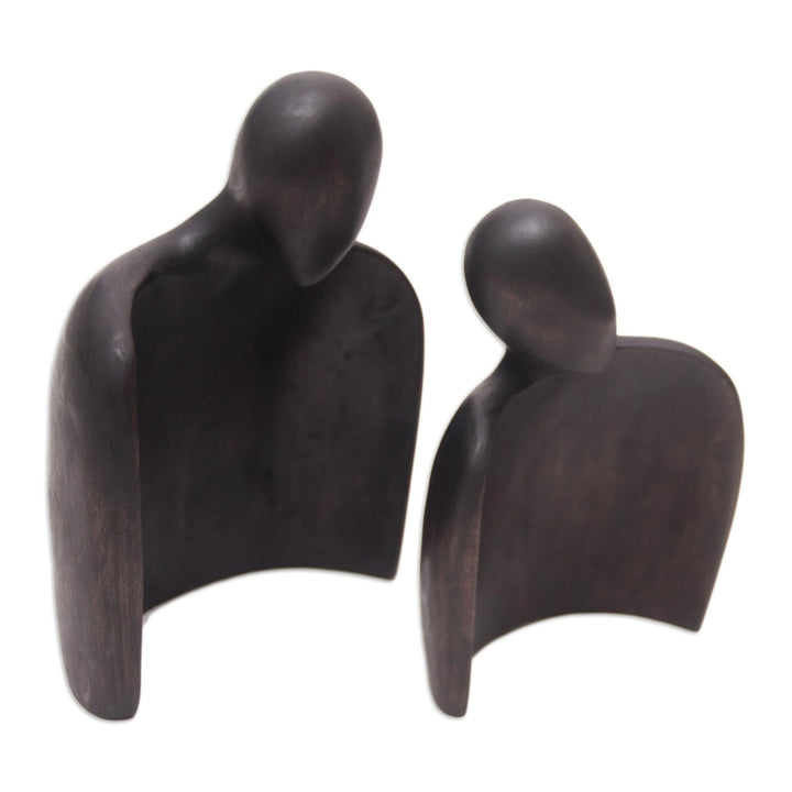 Handmade Romantic Hug Wood Sculpture Brown Antique - Diamond Home USA