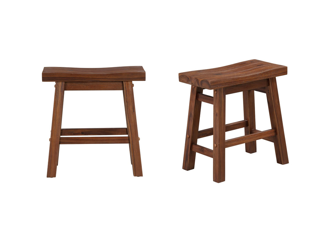 Boraam Sonoma Backless Saddle Dining Height Stool - Chestnut Wire-Brush - Set of - Diamond Home USA