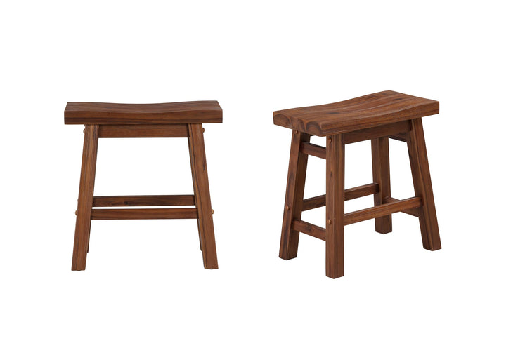 Boraam Sonoma Backless Saddle Dining Height Stool - Chestnut Wire-Brush - Set of - Diamond Home USA