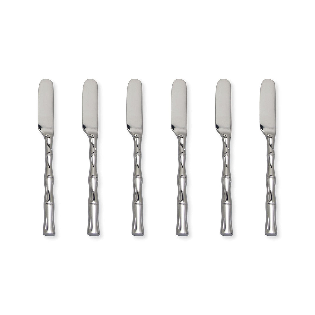 6-piece 18/8 Stainless Steel Butter Spreader Set With Bamboo Style Handle Silver