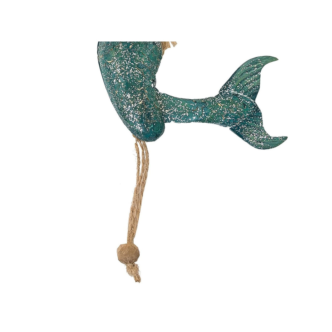 Jumping Mermaid Ornament 3.1" X 1" 5.5" Blue Animals Wood - Diamond Home USA