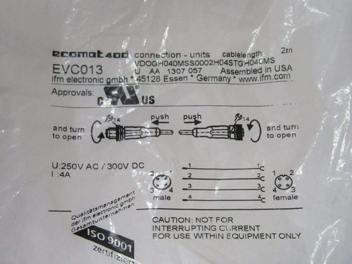 IFM Efector EVC013 Connection Cable - Diamond Home USA