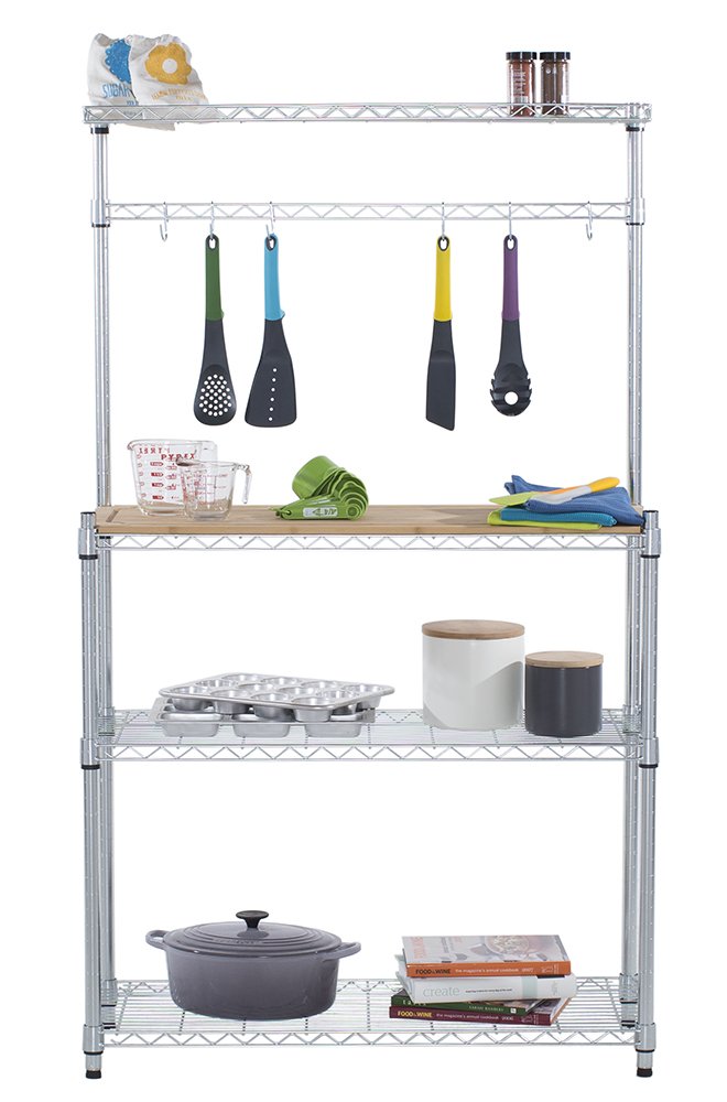 TRINITY EcoStorage Bakers Rack and Pantry Organizer with 3 Shelves Removable - Diamond Home USA