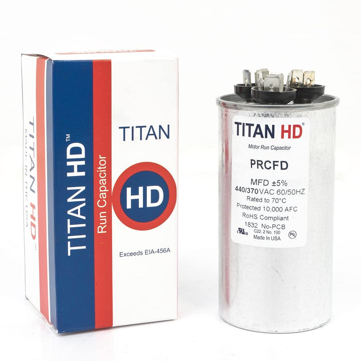 Titan Hd Round Motor Dual Run Capacitor 45/5 Microfarad Rating 370-440VAC