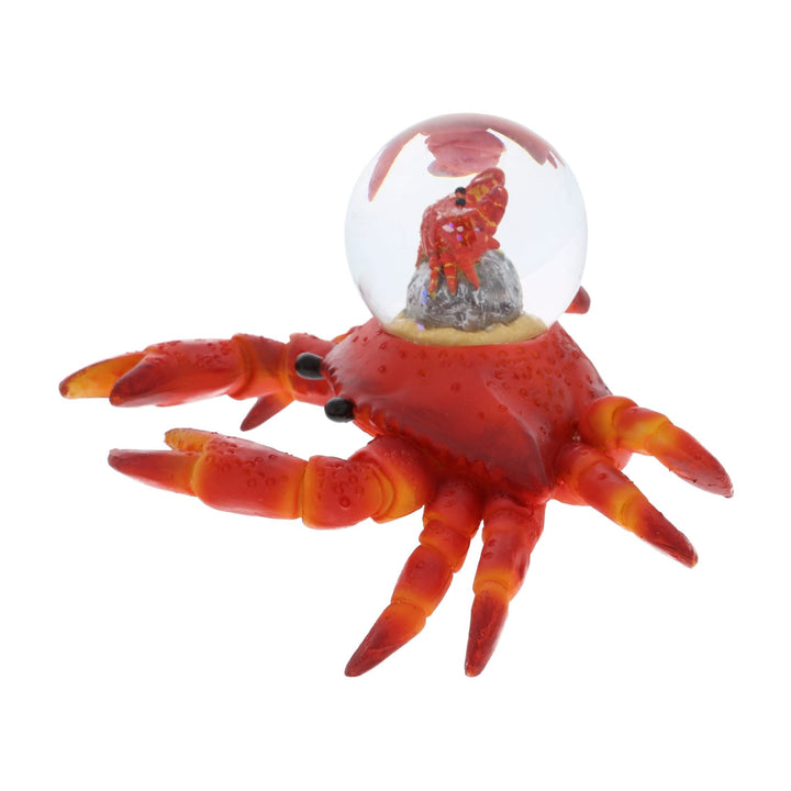 Crab Snow Globe Figurine with Sparkling Glitter 5.5lx4.5wx2.6h Inches Red