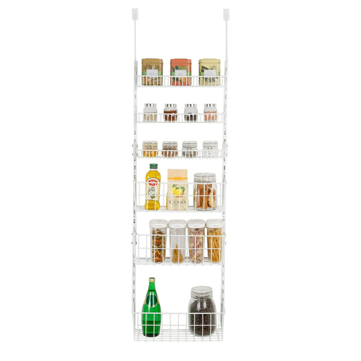 Over The Door Pantry Organizer Rack With 6 Adjustable Steel Shelves White - Diamond Home USA