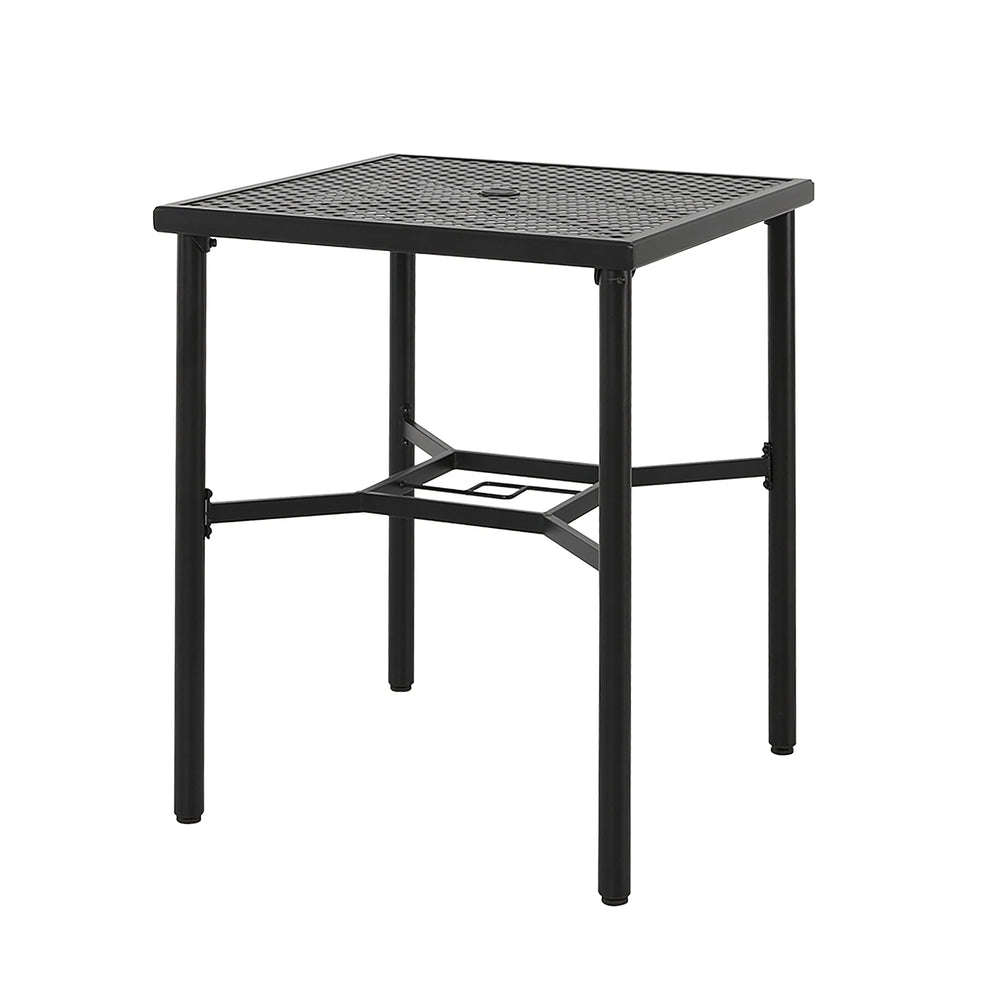 Garden 28-in. Outdoor Square Bar Table with an Umbrella Hole Black Classic - Diamond Home USA