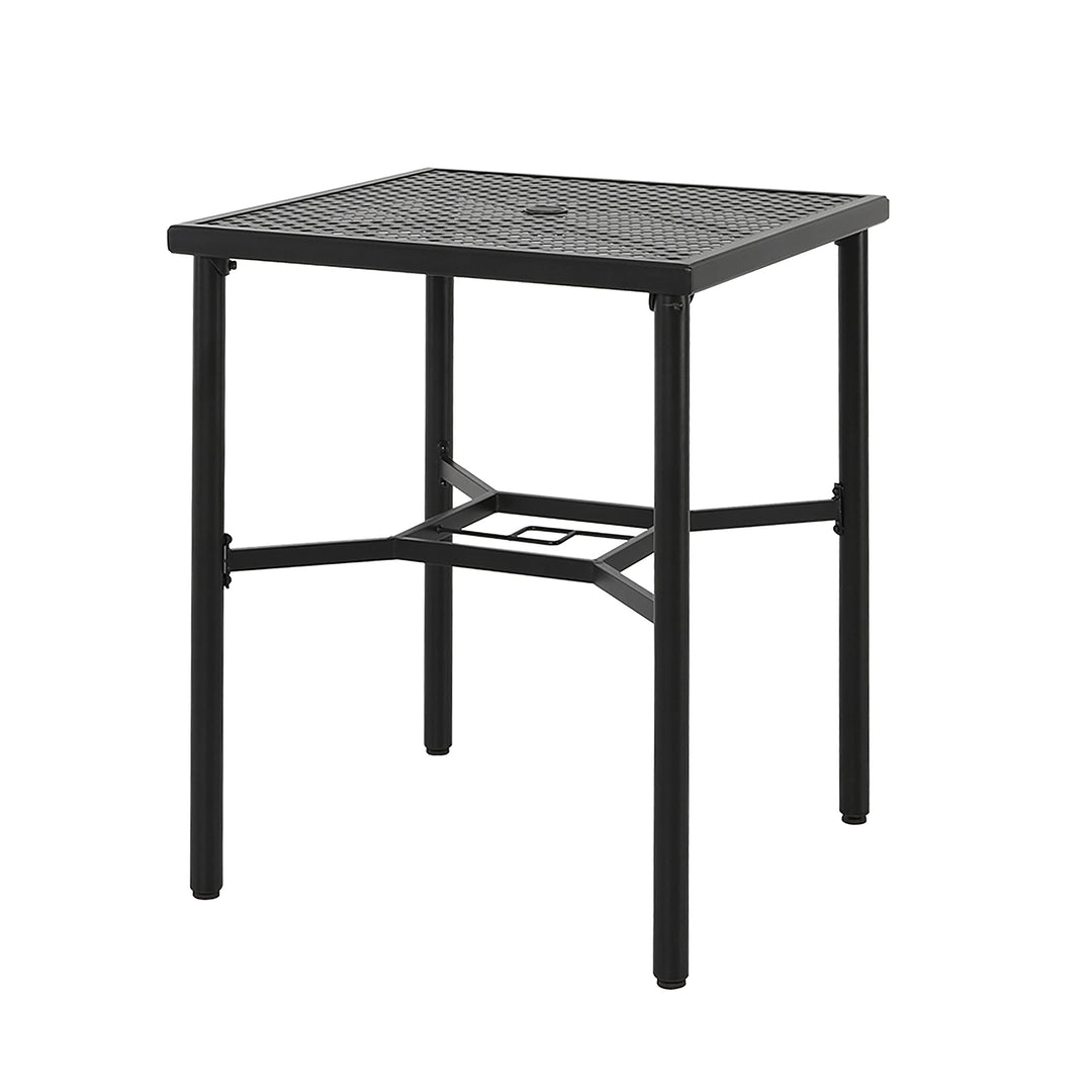 Garden 28-in. Outdoor Square Bar Table with an Umbrella Hole Black Classic - Diamond Home USA
