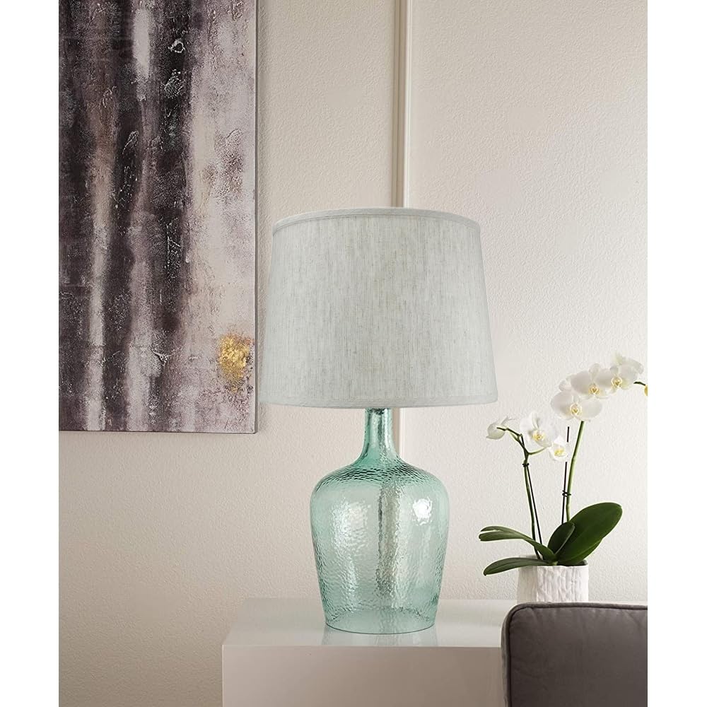 19" h Artisanal Hand-Blown Aqua Green Sea Glass Coastal Style Table Lamp with - Diamond Home USA